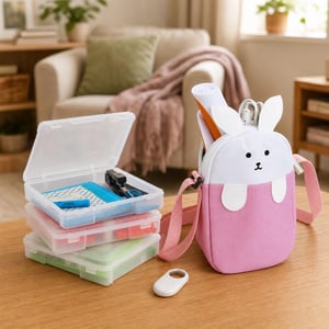 Pachet Aventuri cu Povești: Geantă Yoto Mini iepuraș + 3 cutii 10L + Tracker SmartTag2