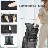 hk Rolltop Hátizsák 15,6" Laptoptartóval - Vízálló, Lopásbiztos Unisex Táska 20-27L, Utazáshoz, Munkához, Egyetemre, Fekete 6