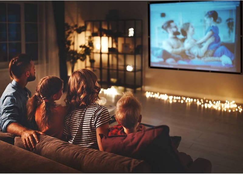 NIERBO 120" Kétoldalú Hordozható 4K 3D Vetítővászon, Fekete Hátterű, Kül- és Beltéri Használatra
