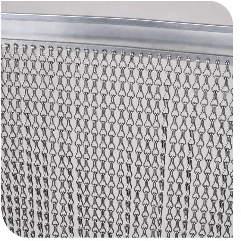 Perdea anti-insecte din lanț de aluminiu CHAWNIAO pentru ușă 90x200 cm — defectă, pentru piese: Bara de susținere a perdelei este îndoită (stare: vezi imaginea nr. 2)