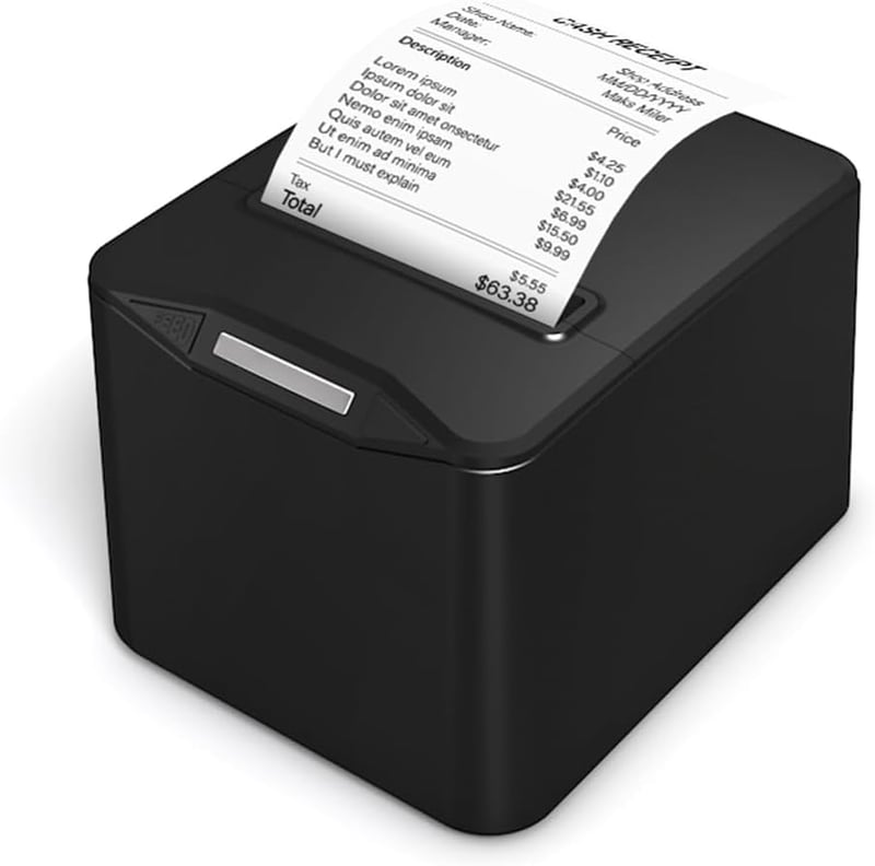Bisofice POS-8370 Hőpapíros Nyugtanyomtató 80mm - Automata Vágással, ESC/POS Támogatással, 220mm/s Sebesség, USB + Ethernet Csatlakozás, Fek