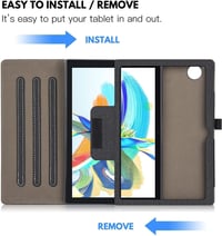 DLveer Prémium Műbőr Tok Teclast M40 Pro/P20S 10 Hüvelykes Tablethez - 360 Fokos Védelem, Többszögű Állvány, Tolltartó, Fekete 4