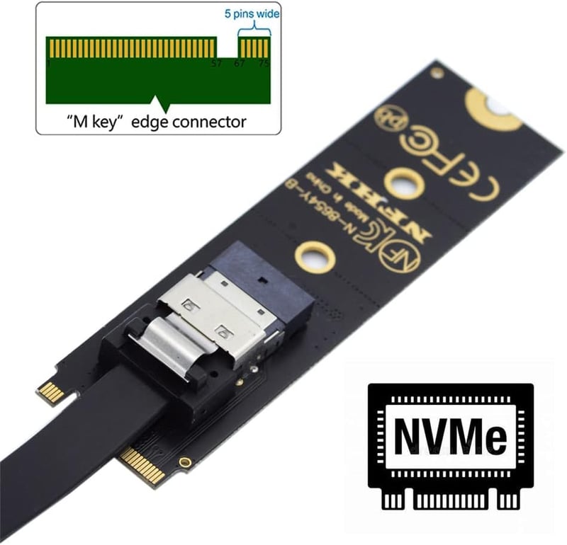 Xiwai NVME M.2 SSD hosszabbító kábel 40cm, SFF-8654 csatlakozóval