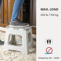 VIGAR Összecsukható Műanyag Zsámoly 33x27x27 cm - Szürke Konyhai Fellépő, Párnázott, Könnyű Polipropilén Kisszék 5