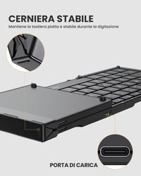 ProtoArc XK01 Összecsukható Vezeték Nélküli Billentyűzet - Olasz Kiosztás, Hordozható, Kompatibilis Android, Windows, iOS Eszközökkel, Feket 7