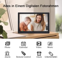 TSITSC 13,3" Digitális Képkeret - 1280x800 Felbontás, Fotó/Videó/Zene Lejátszás, Naptár Funkcióval, Távirányítóval, 32GB Tárhely, USB/SD Tám 4