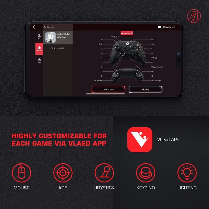 leadjoy VX2 AimBox Adapter - Egér és Billentyűzet Átalakító Nintendo Switch/PS4/PS5/Xbox Konzolokhoz - 3.5mm Audio Csatlakozóval FPS Játékok