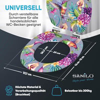 Sanilo Kolibri Mintás WC Ülőke Puha Záródással - Ovális Fa Toalett Tető, Könnyű Szerelés, Strapabíró Zsanérok, 47x37,7 cm 5