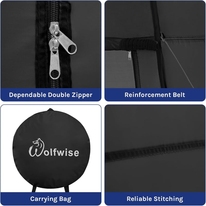 WolfWise Pop-Up Zuhanysátor - Hordozható Öltöző és WC Sátor, Kempingezéshez, Tágas Privát Tér, 4 Évszakos, Acél Váz, Poliészter