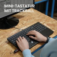 Perixx PERIBOARD-538 Kompakt Vezetékes USB Billentyűzet Beépített Trackball-lal, Ollós Mechanizmus, 2 USB Hub, Numerikus Billentyűzet, Német 2