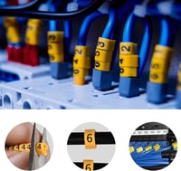 SRJQXH Kábel Jelölő Készlet - 10 Tekercs 0-9 Számozással, 2700 Kapszula, 2,5mm² Méretben, 4,2mm Átmérőig, PVC Anyagból, Sárga-Fekete 4