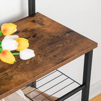 HOOBRO Ipari Stílusú Előszoba Állvány 5 Szintes Cipőtartóval és Kabáttartóval, Vintage Barna-Fekete, 80x32x190 cm 8
