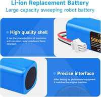 CITYORK 5600 mAh Li-Ion Pótakkumulátor Proscenic M7/M8 Pro, Roidmi Eve Plus, Viomi S9, Neabot N1/N2, Tesvor M1 Robotporszívókhoz, 14.4V 5