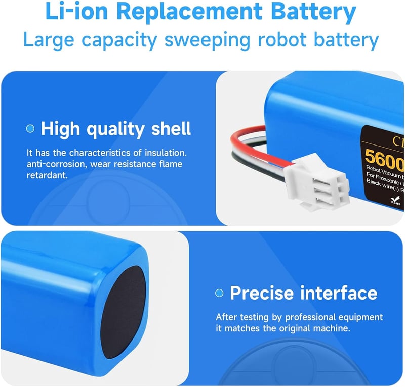 CITYORK 5600 mAh Li-Ion Pótakkumulátor Proscenic M7/M8 Pro, Roidmi Eve Plus, Viomi S9, Neabot N1/N2, Tesvor M1 Robotporszívókhoz, 14.4V