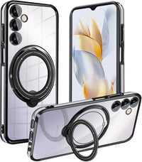 Samsung Galaxy A15 átlátszó mágneses tok állvánnyal, vékony TPU szilikon védőtok 1