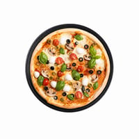 Tavă pentru pizza Relaxdays, rotundă, antiaderentă, oțel carbon, pentru pizza și tarte flambée, 32 cm, gri, 1 buc. (produs utilizat, set incomplet) 1