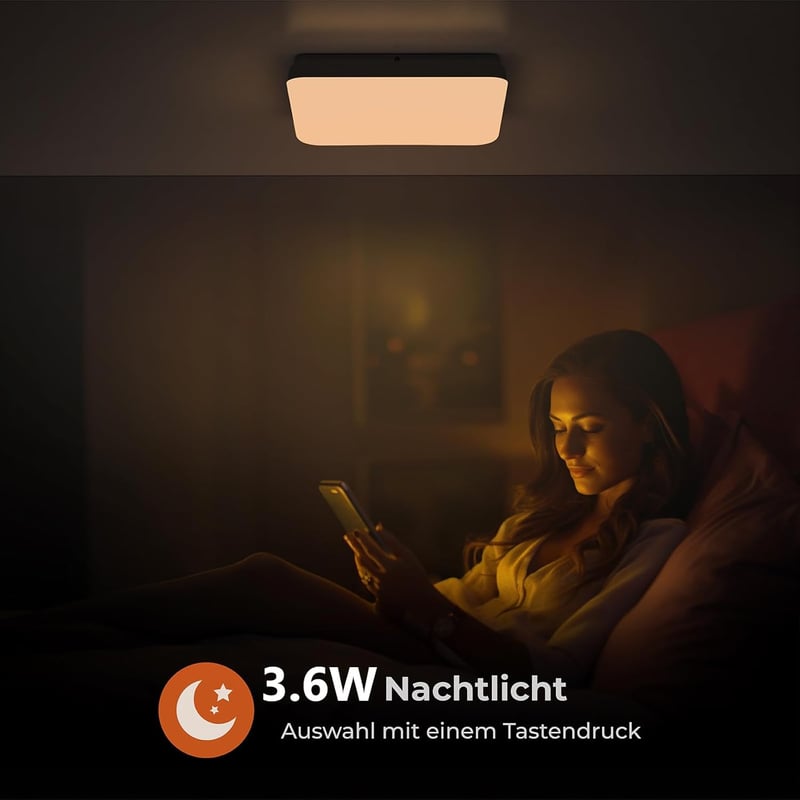 BLNAN LED Mennyezeti Lámpa 36W - Távirányítós, Szabályozható Fényerejű, IP54 Vízálló, 3000K-6500K, 3600lm, Modern Fehér, 35cm