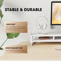 Fenge Dupla Monitor Állvány - 108 cm Széles Számítógép Képernyőtartó PC/Laptop/Nyomtató/TV-hez, Íróasztal Rendszerező, 45 kg Teherbírás, Feh 3