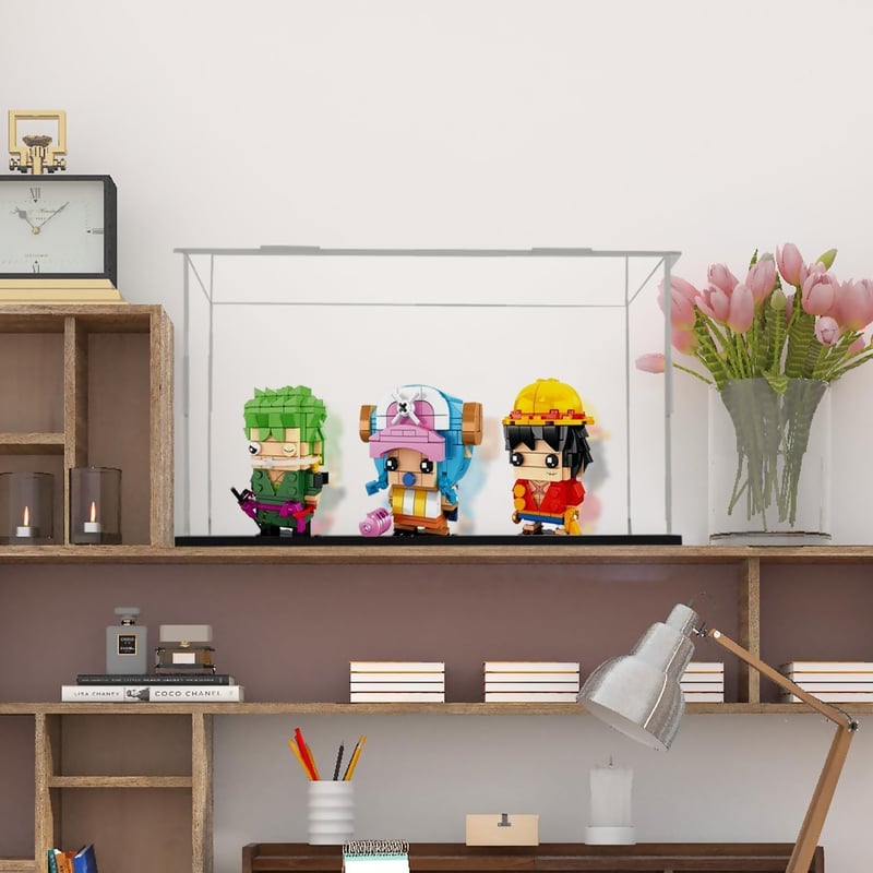 TDEU Akril Vitrin LEGO Figurákhoz - Fekete Alapú Porvédő Kiállító Doboz Funko Pop Modellekhez, Akciófigurákhoz - 35 x 25 x 15 cm