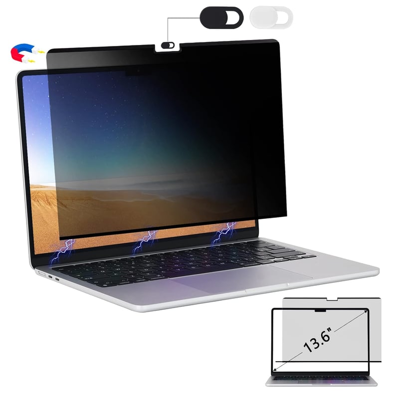 MacBook Air 13.6" M2 2022 BlueSwan adatvédelmi szűrő, ultravékony képernyővédő és kamerafedél
