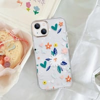 iPhone 13 Átlátszó Szilikon Tok - Ütésálló, Lányos Szívecskés és Virágmintás Védőtok 7