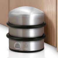 H&S Rozsdamentes Acél Ajtóütköző - Nehéz Kivitelű Fali Ajtótámasz Gumi Ütközőgyűrűvel, Modern Kupolás Dizájn, Fényes Szürke 2
