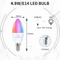 Fitop E14 WiFi LED okos izzó, 16 millió szín, Alexa/Google Home kompatibilis, 4 darab 7