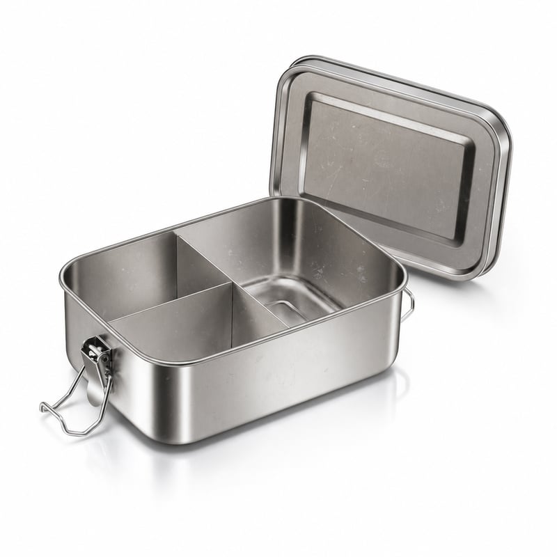 Onader Bento Box 850 ml nerezový obedár s priehradkami — Miestami poškriabaný a so škvrnami (stav: pozri 2. obrázok)