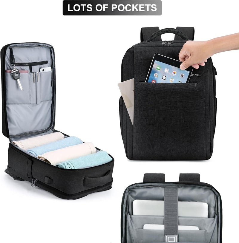 HOMIEE Ryanair Méretű Vízálló Laptop Hátizsák 40x20x25cm, 15,6" Fekete