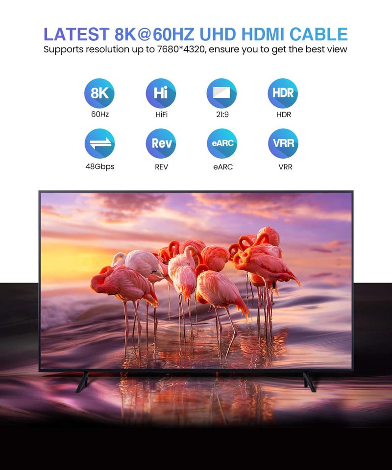 SNOWKIDS 8K HDMI Kábel 48Gbps, Férfi-Férfi, Ultragyors Adatátvitel