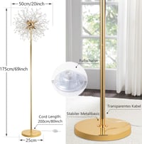 Rayofly Modern Állólámpa - Arany Tűzijáték Kristály Padlólámpa 8 Izzóval, 172 cm Magas, Lábkapcsolós, Nappali és Hálószoba Világítás 3
