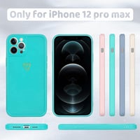 iPhone 12 Pro Max Kékeszöld Lányos Tok - Arany Szívecskés, Ütésálló Szilikon 5