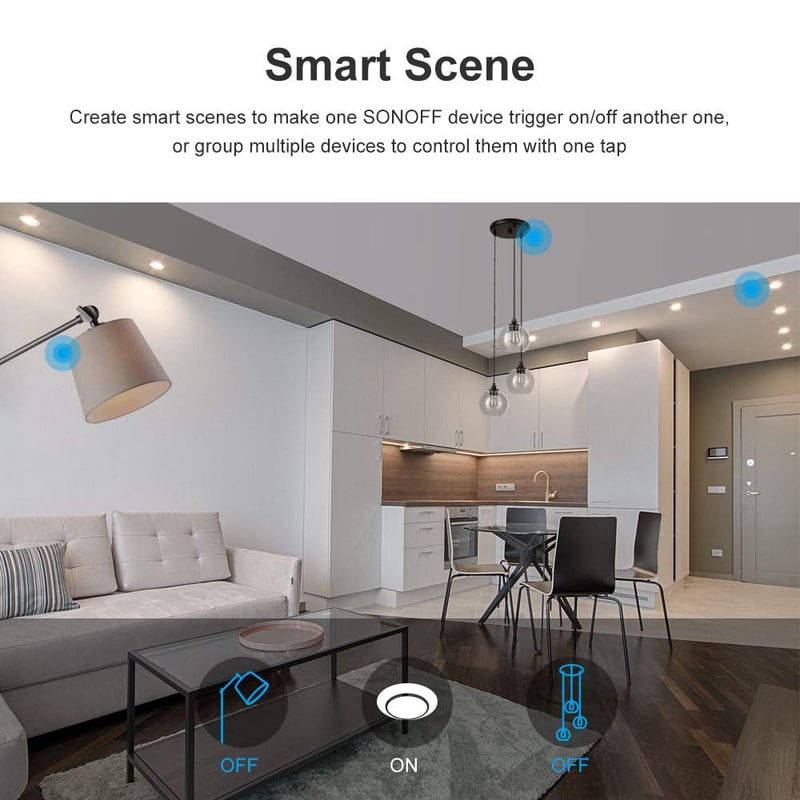 SONOFF T0EU2C 2-csatornás WiFi-s okos fali villanykapcsoló, Alexa és Google Home kompatibilis