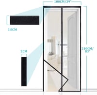 Apalus Prime Mágneses Szúnyogháló Ajtóra - 100x210 cm Átlátszó, Szakadásálló, Időjárásálló Rovarháló Erkélyajtóra, Erős Mágnesekkel, 3,8 cm  3