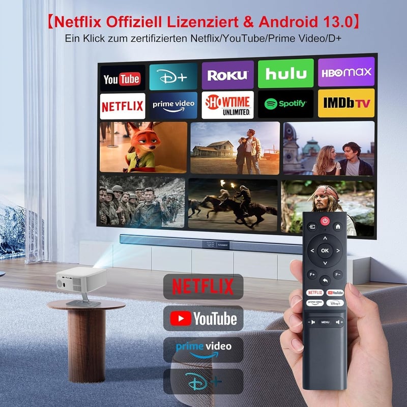Salange P92MAX Hivatalos Netflix Projektor - Natív 1080P, 4K Támogatás, WiFi, Bluetooth 5.2, Elektronikus Fókusz
