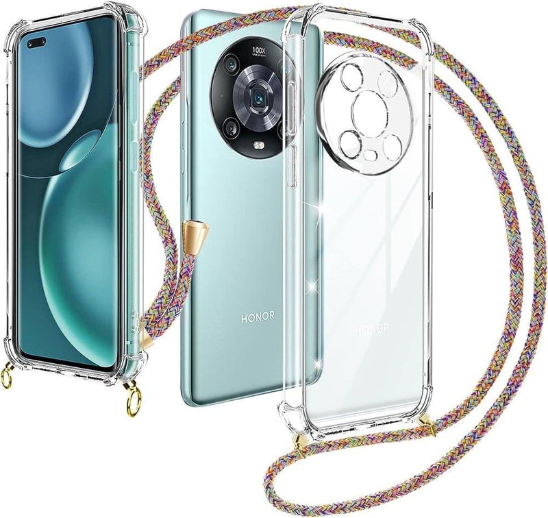 Honor Magic 4 Pro Szivárvány Szilikon Tok Állítható Nyakpánttal