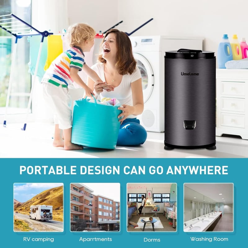 Umelome SP1068 Centrifuga - 6 kg Kapacitású Energiatakarékos Ruhaszárító, 2800 RPM, A+++ Energiaosztály, Fekete, Felültöltős