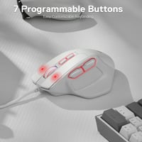 Redragon M806 Bullseye Gamer Egér, 7 Programozható Gomb, RGB Világítás, Ergonomikus Markolat, 12400 DPI, Makró Funkció, Fehér 4