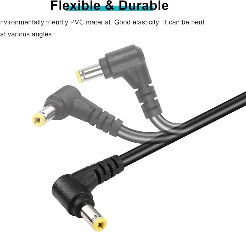 GINTOOYUN DC 5.5x2.5mm Hosszabbító Kábel, 90 Fokos, 3m, 18AWG Réz Tápkábel Biztonsági Kamerákhoz, LED Szalaghoz, CCTV Rendszerekhez