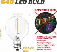 BRIMAX E12 LED G40 Izzó - 25db Meleg Fehér Kültéri Gömb Lámpa 2200K 2