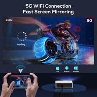 AKIYO O8 Full HD 1080P Projektor 20000 Lumen 5G WiFi Bluetooth 4K Támogatással, 300 Colos Kijelzővel és Porvédő Hálóval, TV Kompatibilis 3