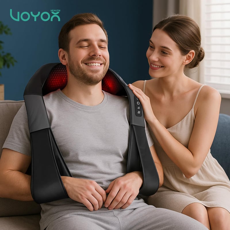 VOYOR-HEALTH PJ100 Nyakmasszírozó Melegítő Funkcióval - 4D Shiatsu Masszázs Vállra, Hátra és Testre, Izomfájdalom Enyhítésre