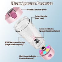 flintronic Elektromos Protein Shaker 650ml - USB-C Tölthető Automata Keverőpalack, BPA-mentes Tritan Anyag, Hordozható Turmixpohár Sportolás 2