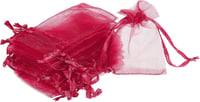 Sourcing Map 50db Bordó Organza Ajándékzsák 5x7cm - Esküvői, Karácsonyi Ékszertasak 1