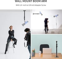 2 db Selens Falra Szerelhető Boom Kar 103 cm - Fotó Stúdió Mennyezeti Rögzítő Kar Állítható Hosszal, 3/8" és 1/4" Adapterrel Lámpákhoz, Ernyőkhöz - L-1000Dx2 2