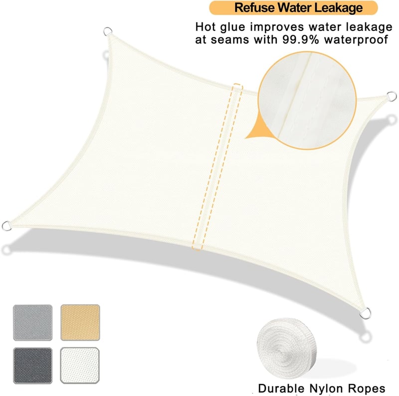 AXT SHADE vízálló napvitorla, 2,5x3m, krémszínű, UV-védett, teraszra és kertbe