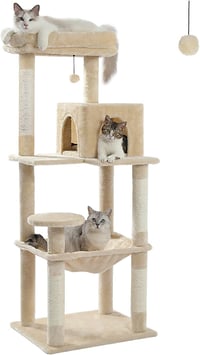 PAWZ Road 143cm-es Luxus Macskabútor Fémhálós Függőággyal és 2 Odúval 1