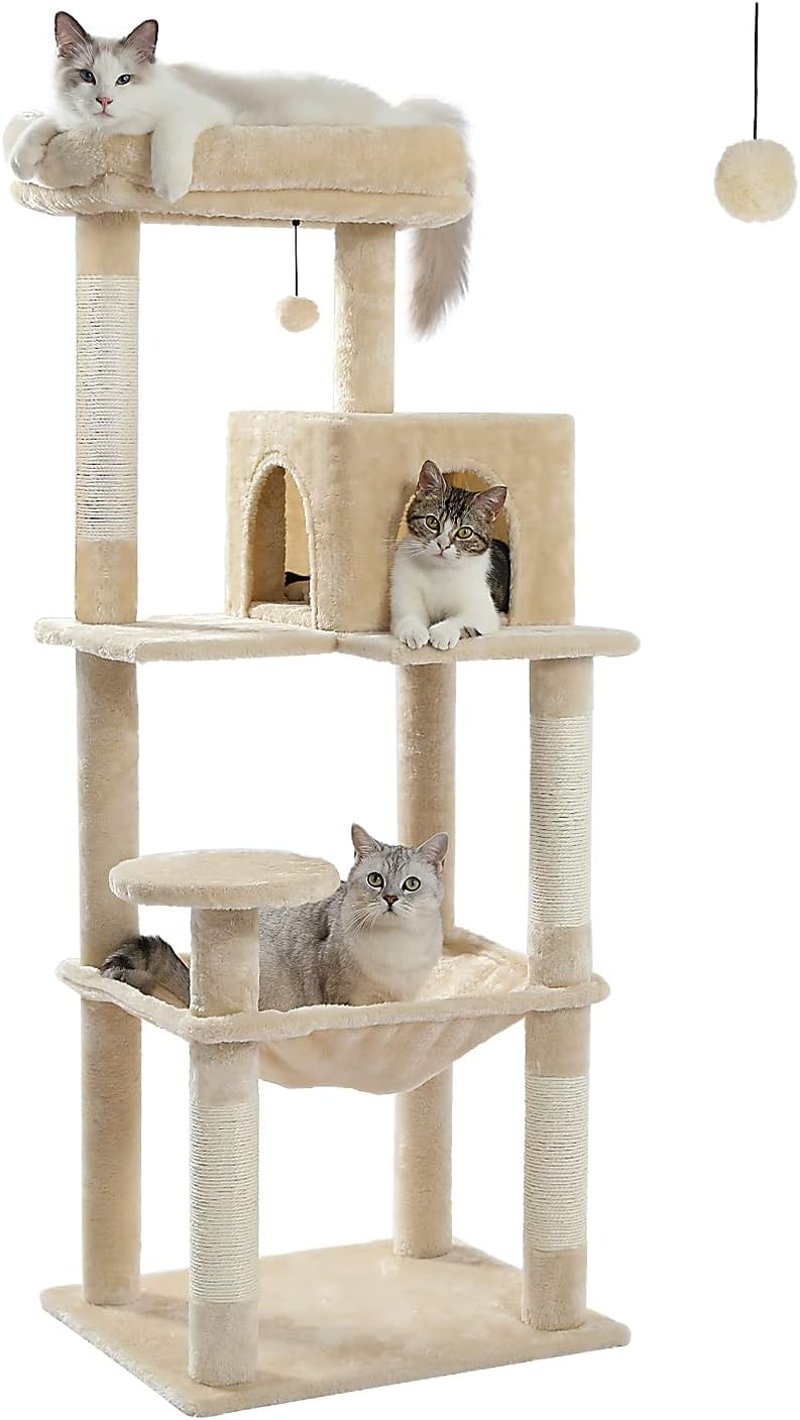 PAWZ Road 143cm-es Luxus Macskabútor Fémhálós Függőággyal és 2 Odúval
