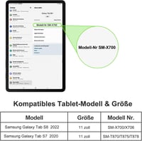 FOGARI Bluetooth Billentyűzet Tok Samsung Galaxy Tab S7/S8 11" Tablethez - Német QWERTZ, Háttérvilágítás, Levehető, Fekete 6