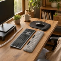 Ergonomický pracovný set: 1x klávesnica s myšou + 2x opierka + podložka + organizér káblov 1